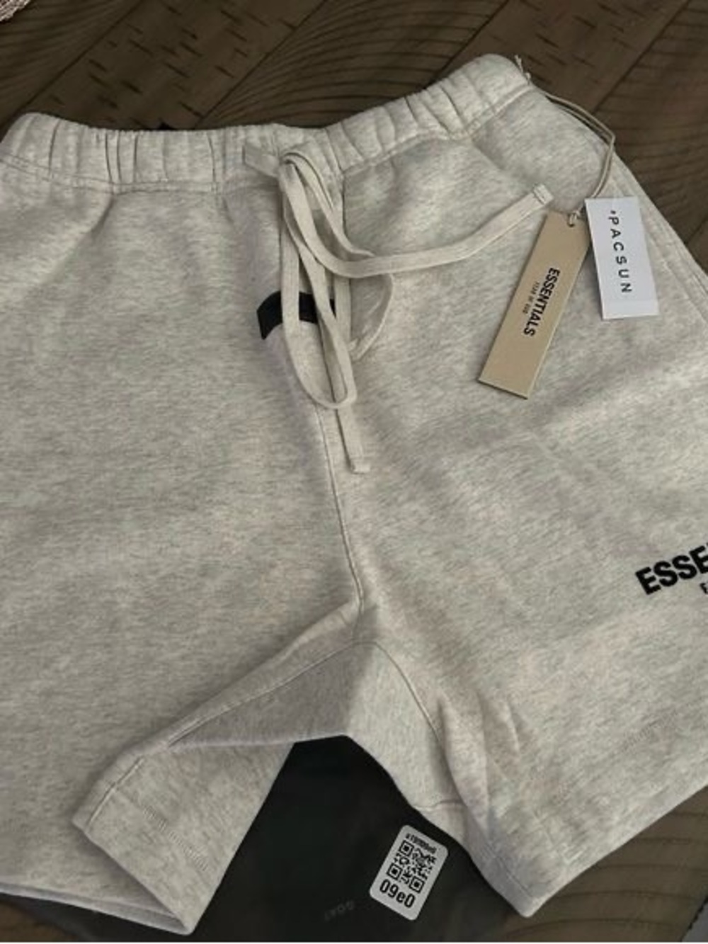 PacSun Essentials Heather Light Gray Sweat Shorts with Black Logo